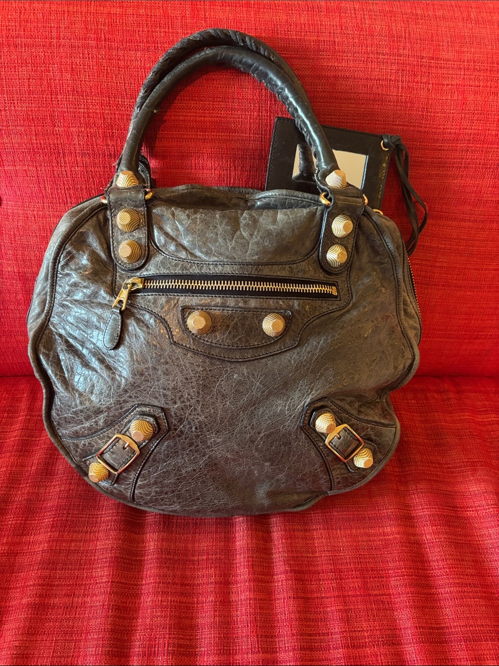 Balenciaga Motorcycle Sphere Bag Gunmetal Grey